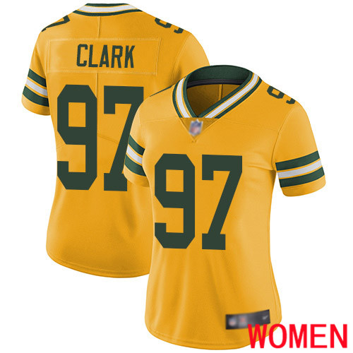 Green Bay Packers Limited Gold Women #97 Clark Kenny Jersey Nike NFL Rush Vapor Untouchable->green bay packers->NFL Jersey